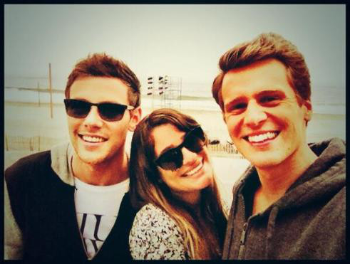 Jonathan Groff, Lea Michele, Cory Monteith Jonathan Groff, Lea Michele, Cory Monteith